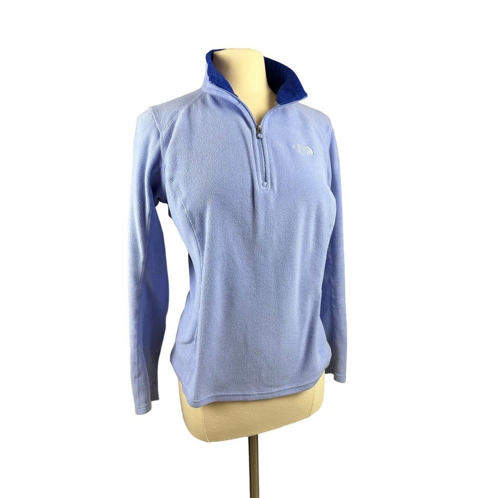 North Face Womens Lt Blue 1/4 Zip Fleece Pullover Lightweight Large